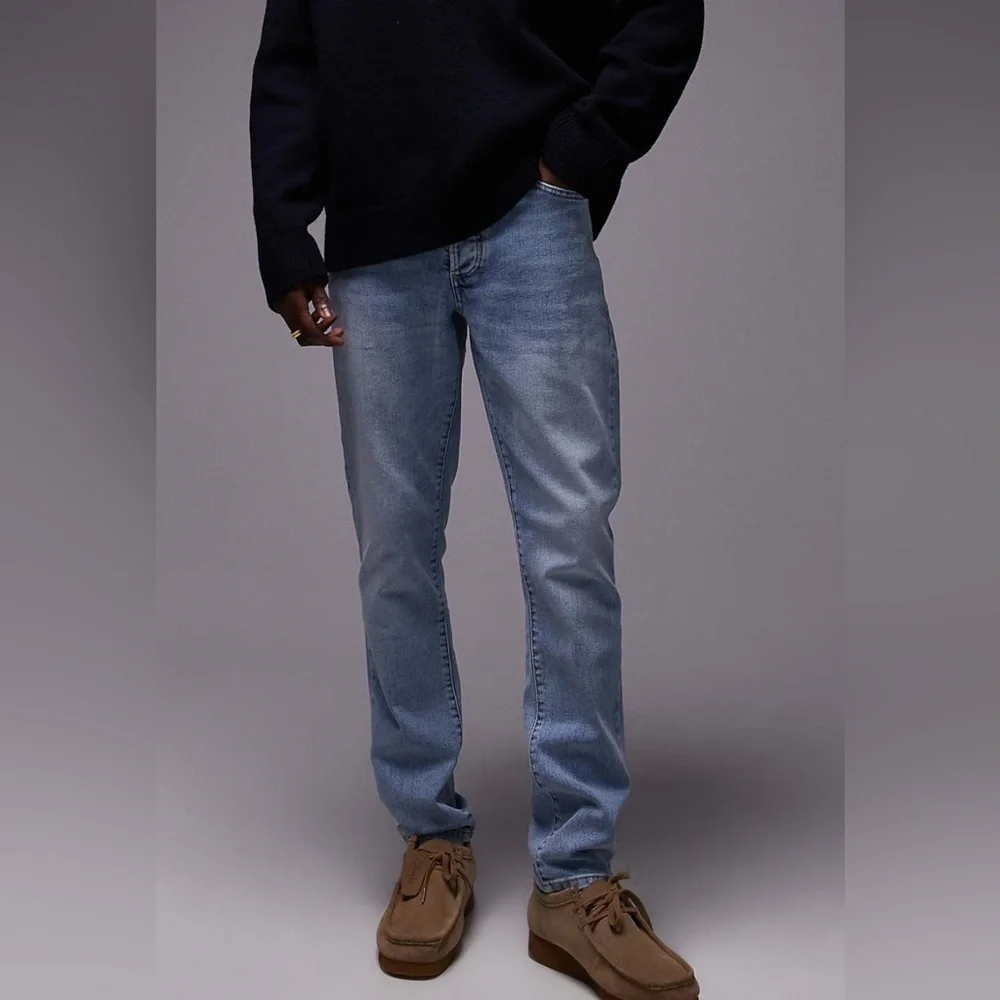 Topman Blue Stretch Skinny Jeans